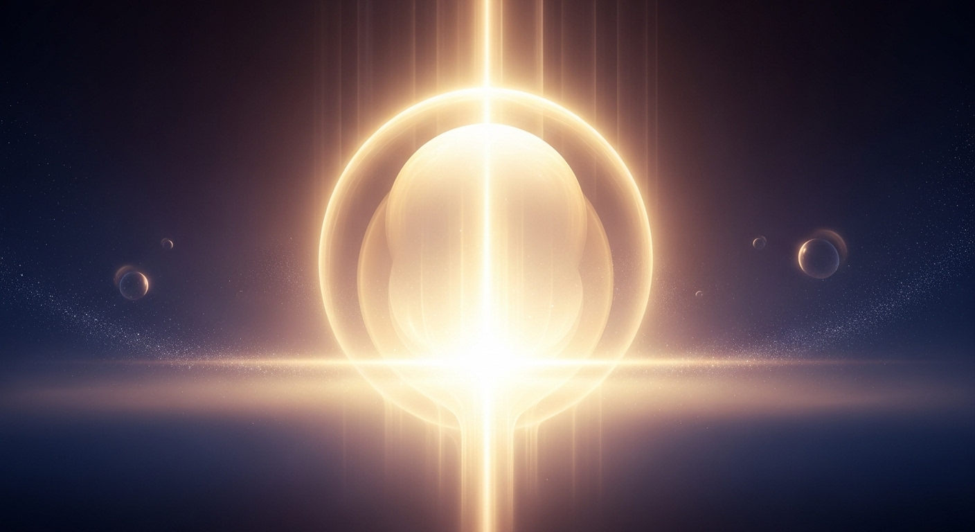 A conceptual digital painting showing a brilliant, unchanging light source at its center, symbolizing God's eternal steadfastness, surrounded by subtle, transient elements representing time and change.