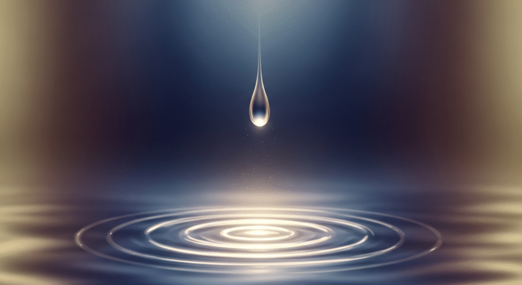 A conceptual, painterly image depicting a single luminous tear creating ripples of warm light on a serene, reflective pool, symbolizing Jesus' profound empathy and the powerful meaning of His sorrow.
