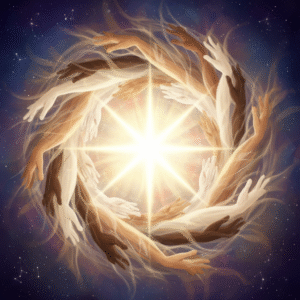 A symbolic image depicting diverse human hands and skin tones softly illuminated by a central, unifying golden light, representing the universal truth and identity of Christ for all people.