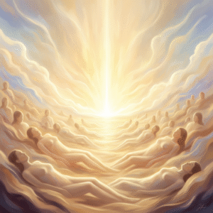 Abstract digital painting of a warm, golden light radiating outwards, symbolizing the boundless and divine love of Jesus Christ.