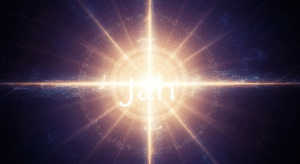 An abstract depiction of radiant golden-white divine light spreading into a deep, cosmic background, symbolizing the sacred and eternal nature of God's biblical names, like Jah, and His profound revelation.