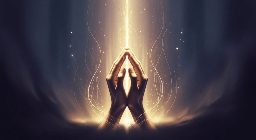 A conceptual image of hands clasped in prayer, bathed in a warm, ethereal light, symbolizing hope and divine intervention for challenging situations.