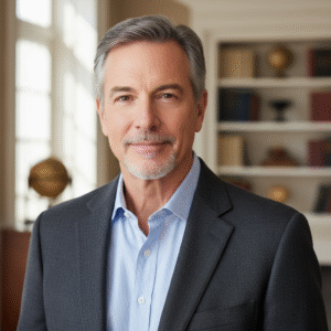 Professional portrait of actor and minister Bruce Marchiano, looking thoughtful and compassionate.