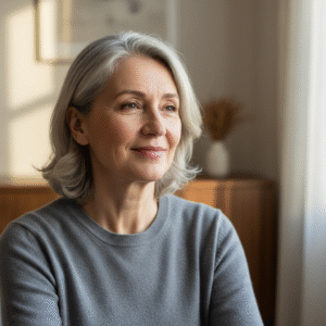 A serene portrait of an individual conveying inner peace and spiritual understanding, reflecting the Kingdom of God within.