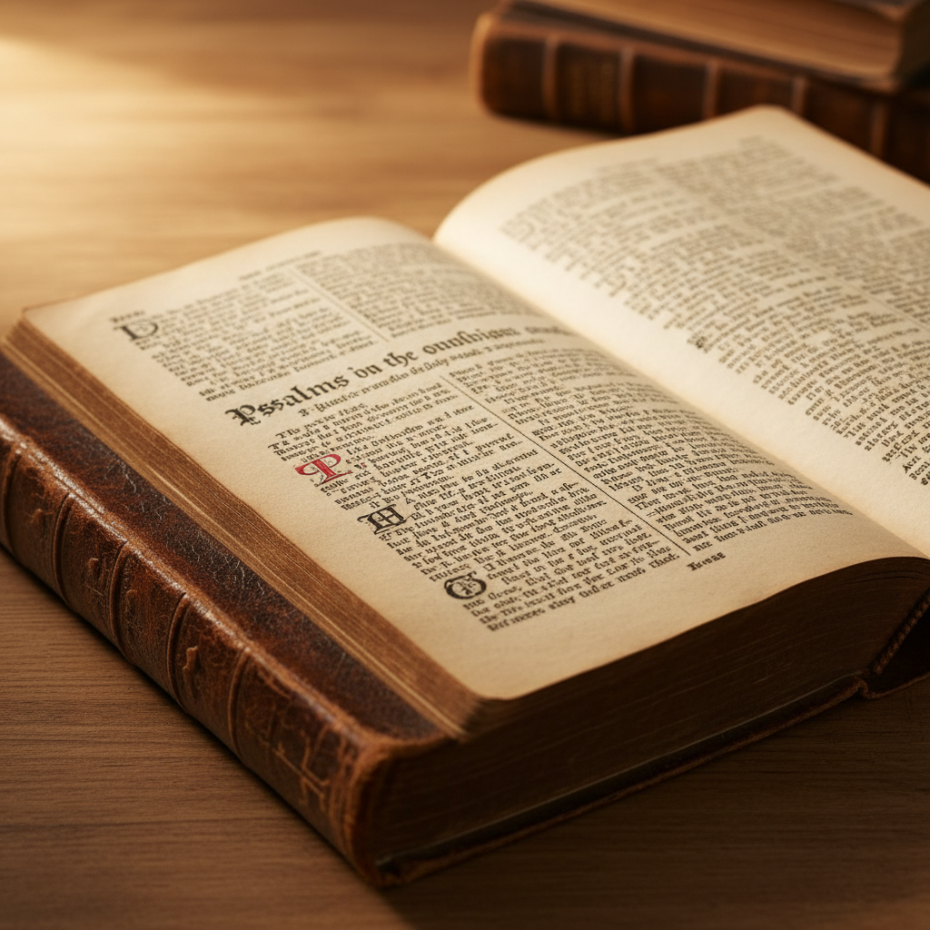 An ancient, open Bible with aged pages, illuminated by soft golden light, symbolizing the historical and divine truth of scripture.