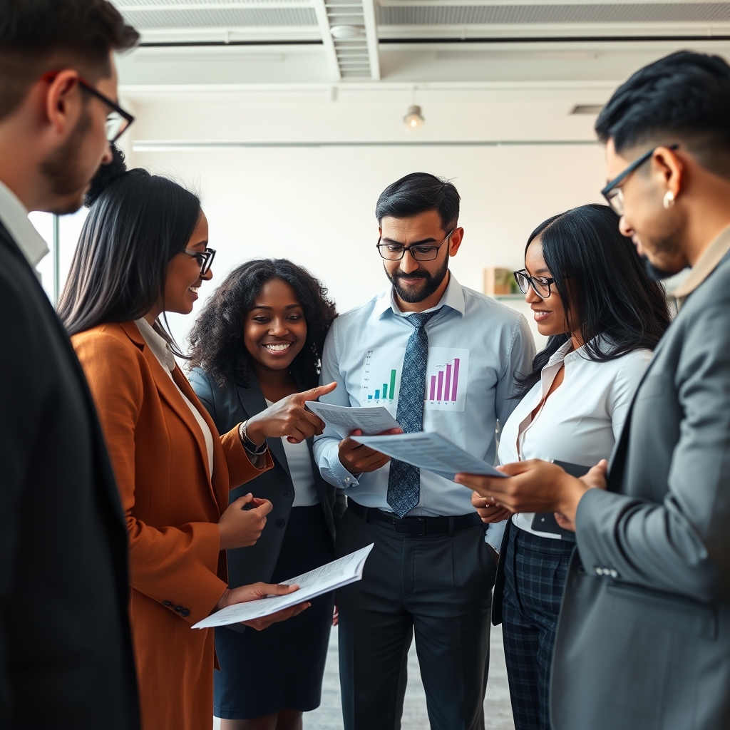 A diverse group of professionals engaged in a collaborative meeting.