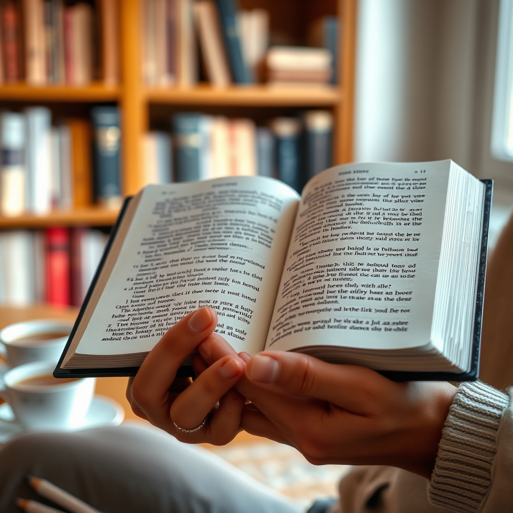 A religious man in casual attire reading the Bible.