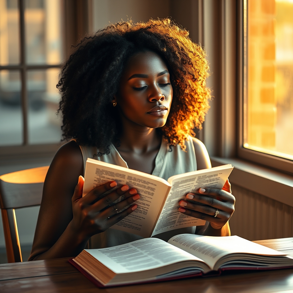 A young woman holding an open Bible close to her heart by a sunlit window in a moment of quiet prayer.