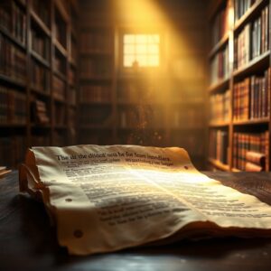 An illuminated ancient parchment manuscript on a wooden desk in a warm scholarly library setting, evoking the historical writings of the first-century Jewish historian Josephus, captured in photorealistic professional photography style to represent exploring what ancient historians recorded about Jesus Christ.