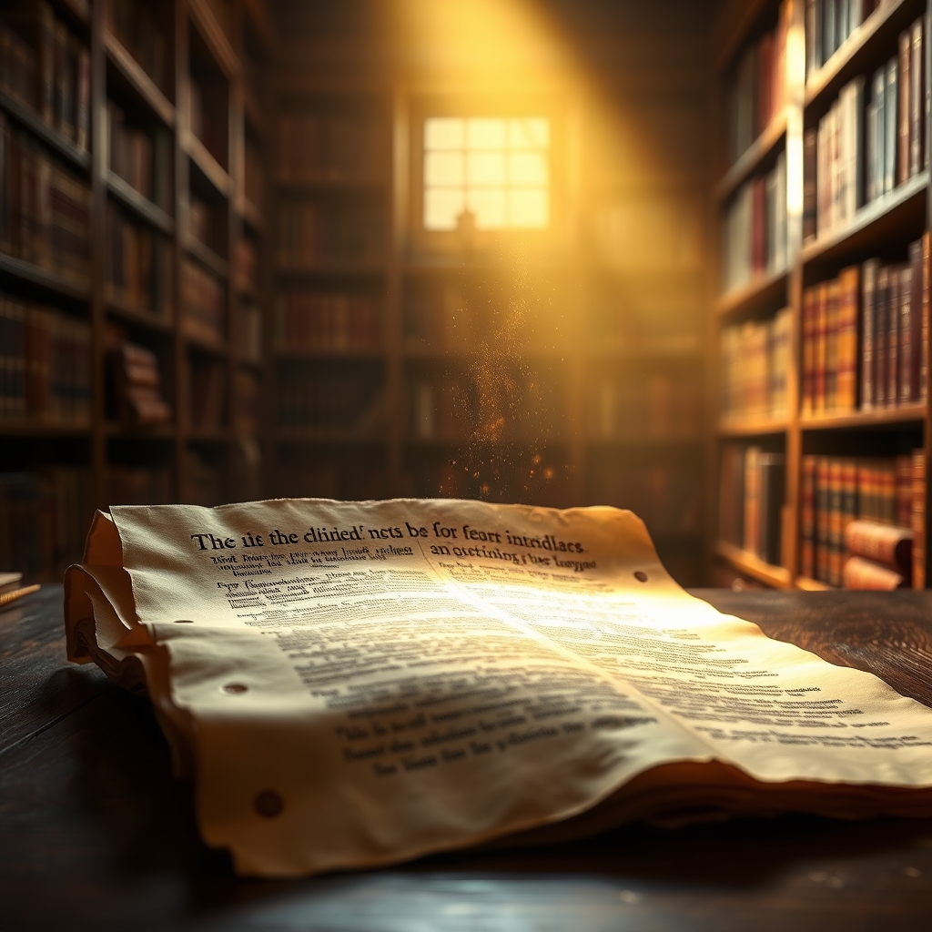 An illuminated ancient parchment manuscript on a wooden desk in a warm scholarly library setting, evoking the historical writings of the first-century Jewish historian Josephus, captured in photorealistic professional photography style to represent exploring what ancient historians recorded about Jesus Christ.