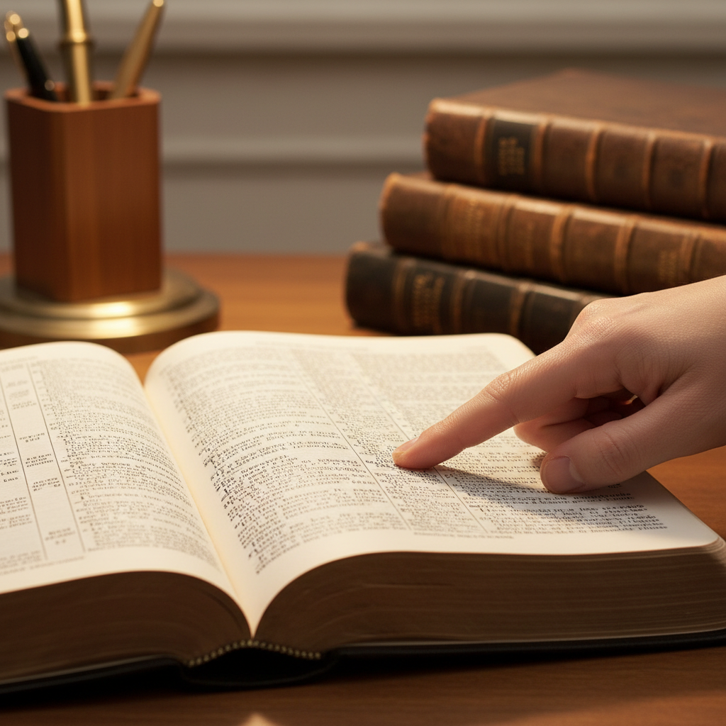 An open Bible with a hand gently resting on a page, implying deep study.