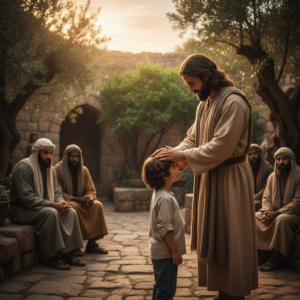 Jesus blessing a young child