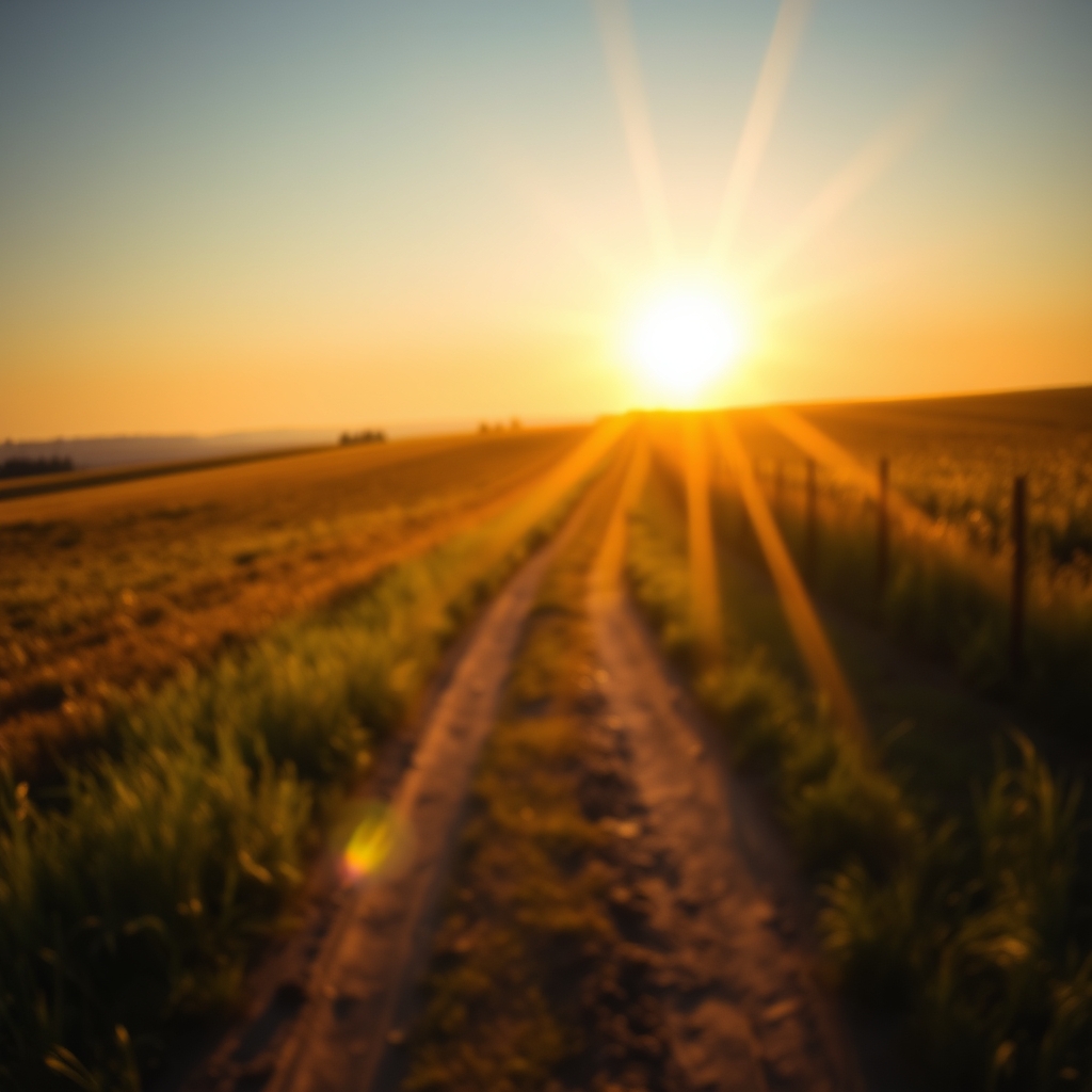 Photorealistic light-through-farmland-landscape