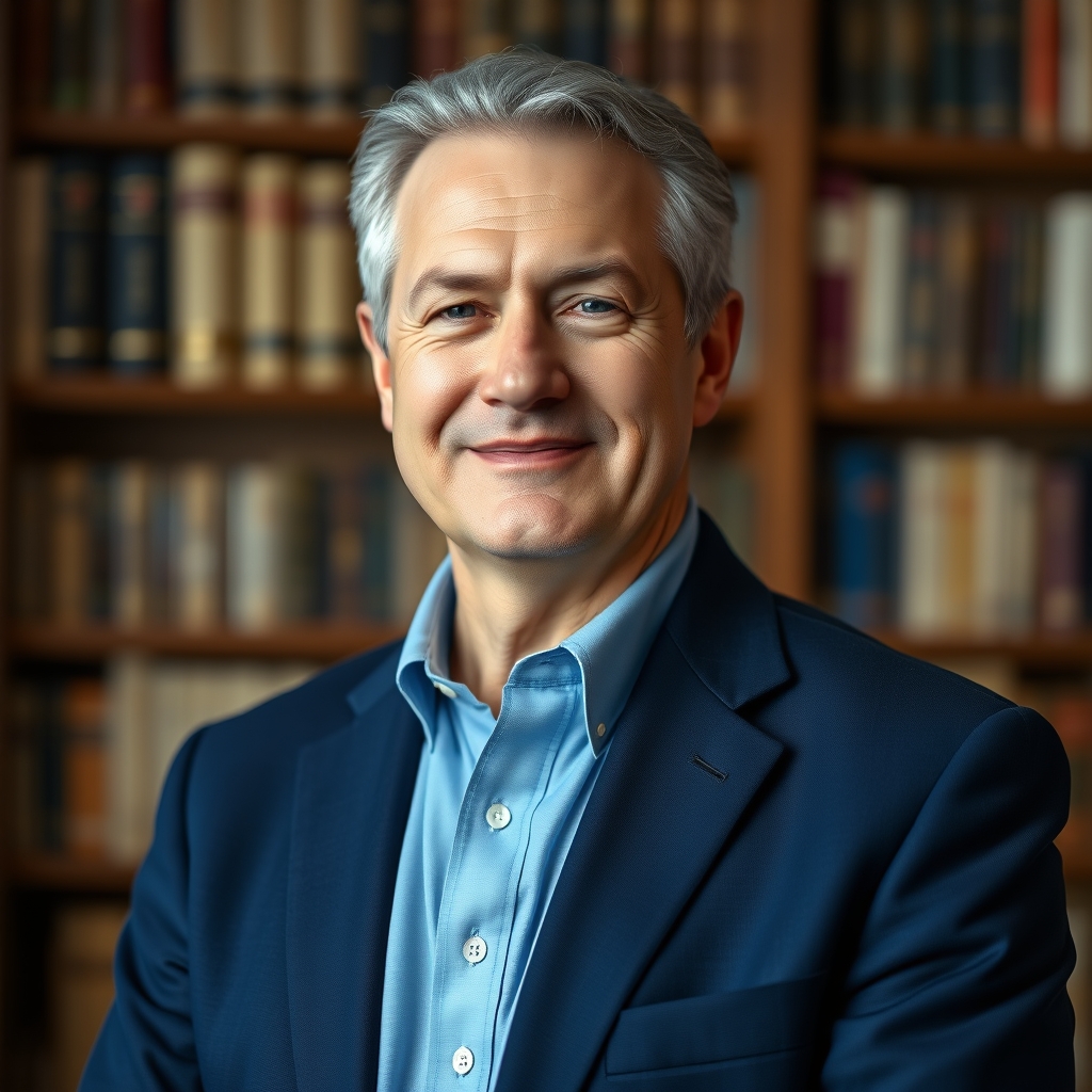Professional portrait of Craig Blomberg, a biblical scholar, in a library setting with books in the background.