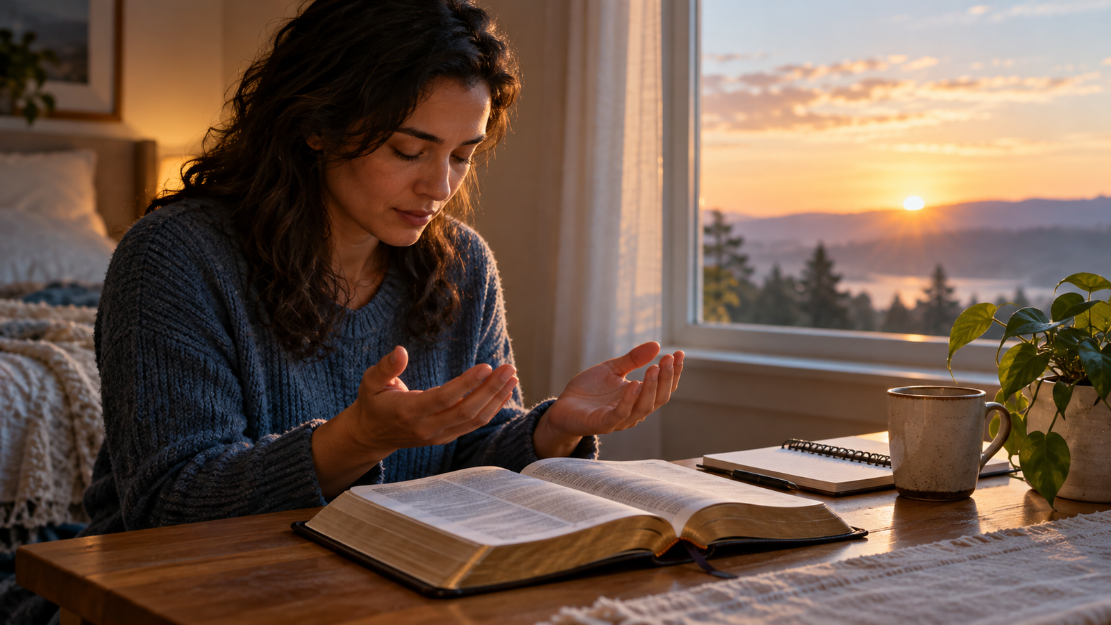Two Christian women listen to one another over tea in a quiet room